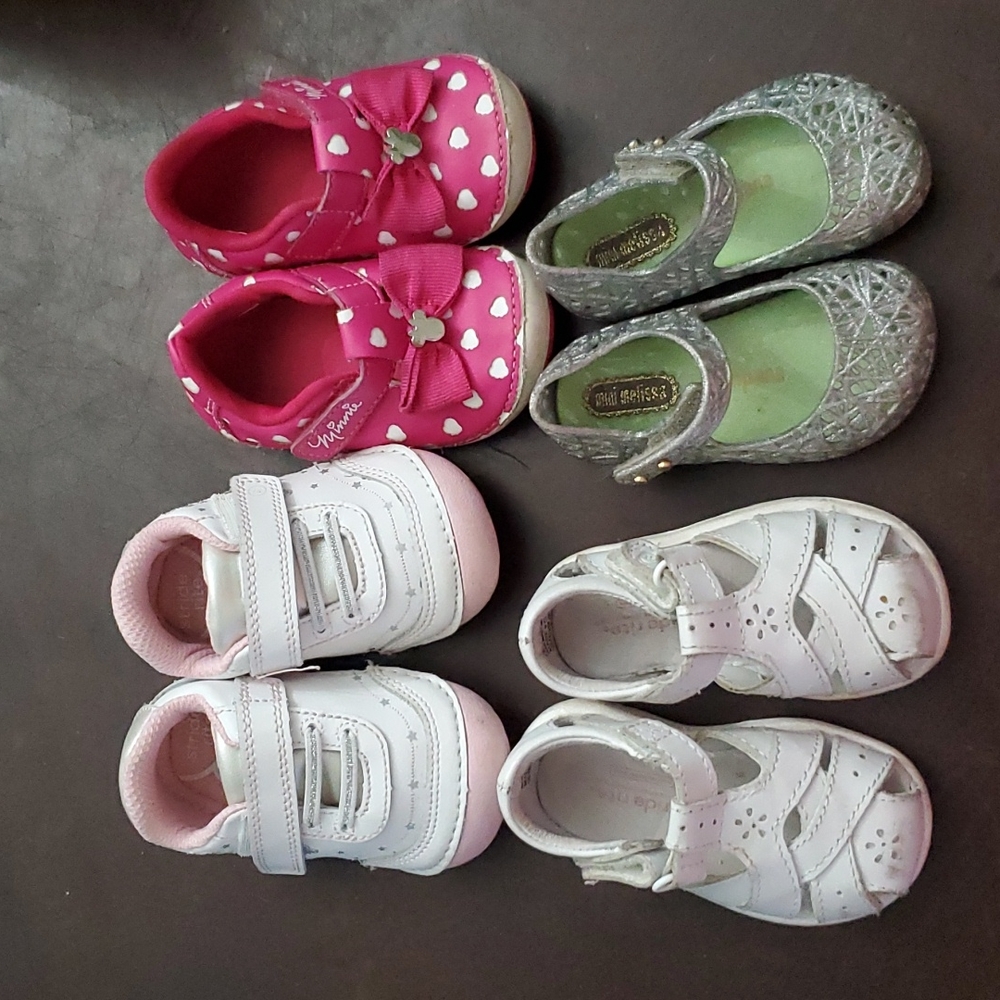 bundle of 4 toddler girl shoes gently used